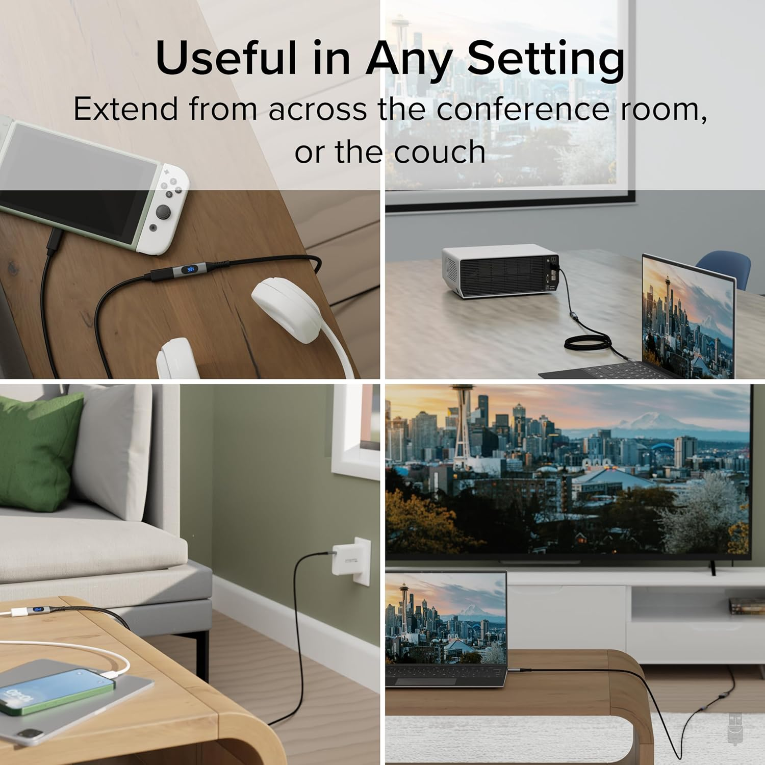 Plugable USB C Extension Cable 3.3 Ft, Digital Power Meter Tester for Monitoring USB-C Connections, Supports Fast Charging up to 240W, 4K 60Hz Display, 10Gbps Data Transfer, Digital Multimeter Tester image number 2