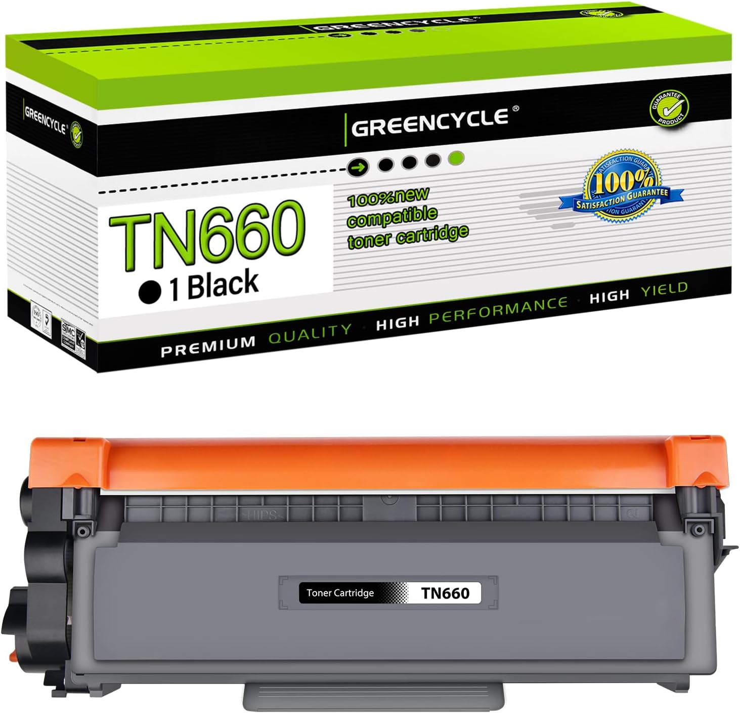 Greencycle 1 Pack TN660 TN-660 TN630 TN-630 Black Toner Cartridge Replacement Compatible for Mfc-L2700Dw Mfc-L2740Dw Dcp-L2540Dw HL-L2300D HL-L2380DW HL-L2320D DCP-L2540DW Laser Printer image number 1