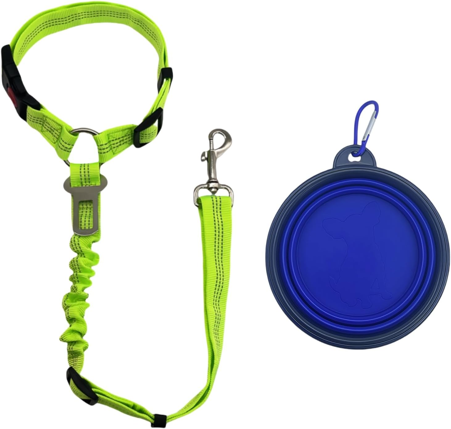 Castaic 2-In-1 Dog Seat Belt and Leash, 2 Pack Pet Safe Guard Car Seat Belt, Adjustable Seatbelt Headrest with Nylon Fabric Reflective Stripe (Black)