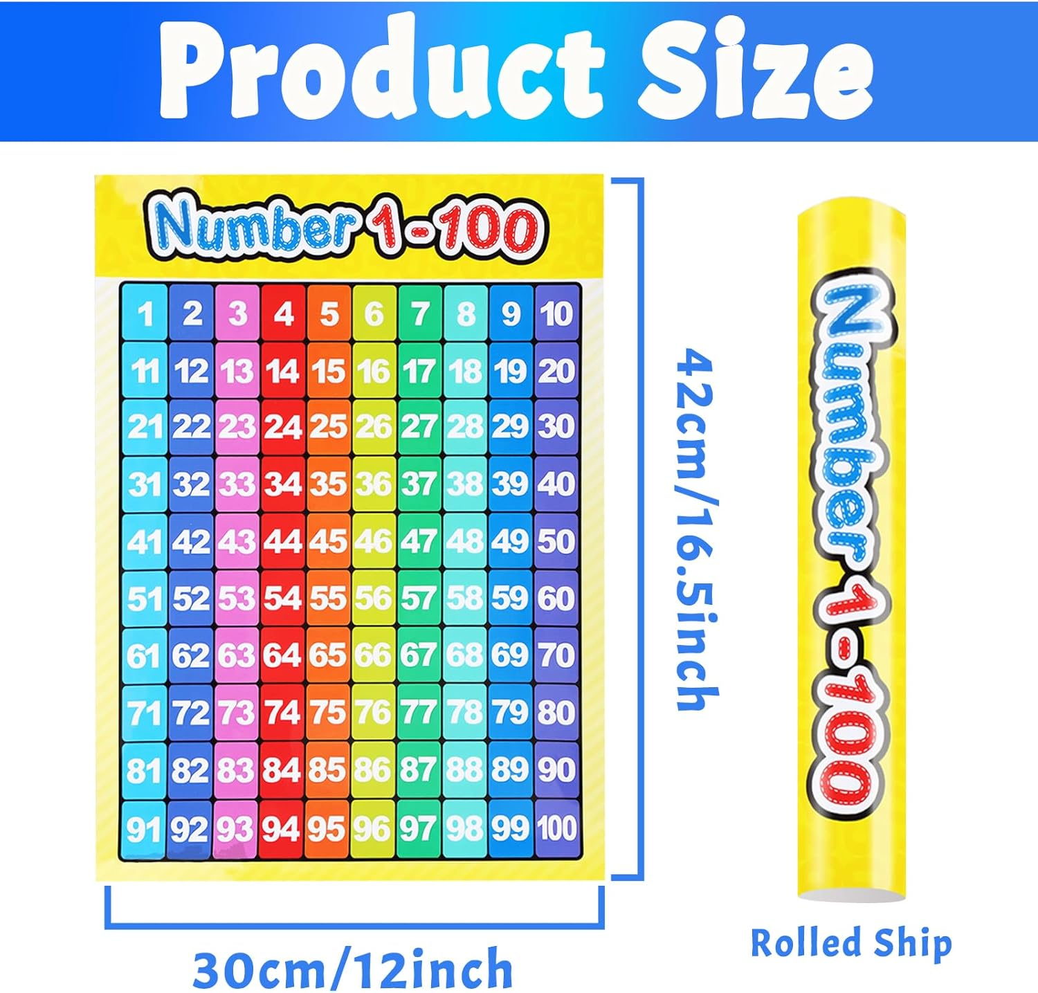 BLMHTWO 2 Pieces Educational Wall Charts Poster Number and Alphabet Posters for Kids Laminated Learning Chart for Toddlers Kindergarten Preschool Family Education,A3/17 X 12 Inch image number 5