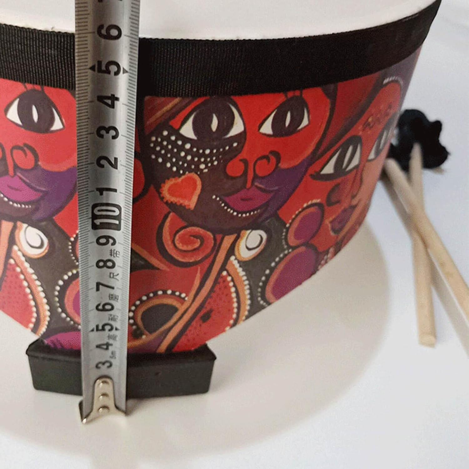 Oshhni Wood Ground Drum with 2 Drumsticks Developing Musical Talents Gift Rhythm Percussion Bongo Drum for Children, 8" image number 5