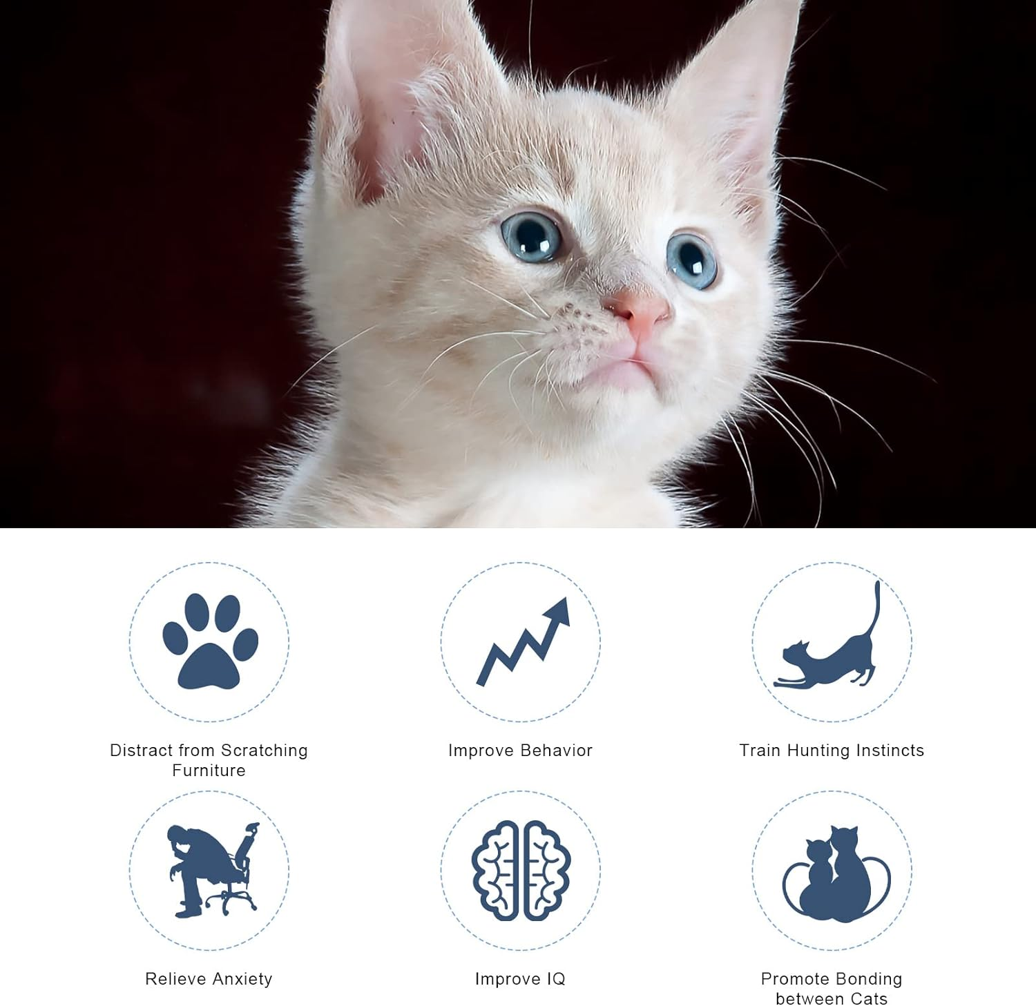 Cat Teaser Toy, Cat Wand Toy Retractable Cat Feather Toys with Silicone Collar Interactive Cat Toys for Indoor Cat Kitten Exercise (Blue, Pink) image number 3