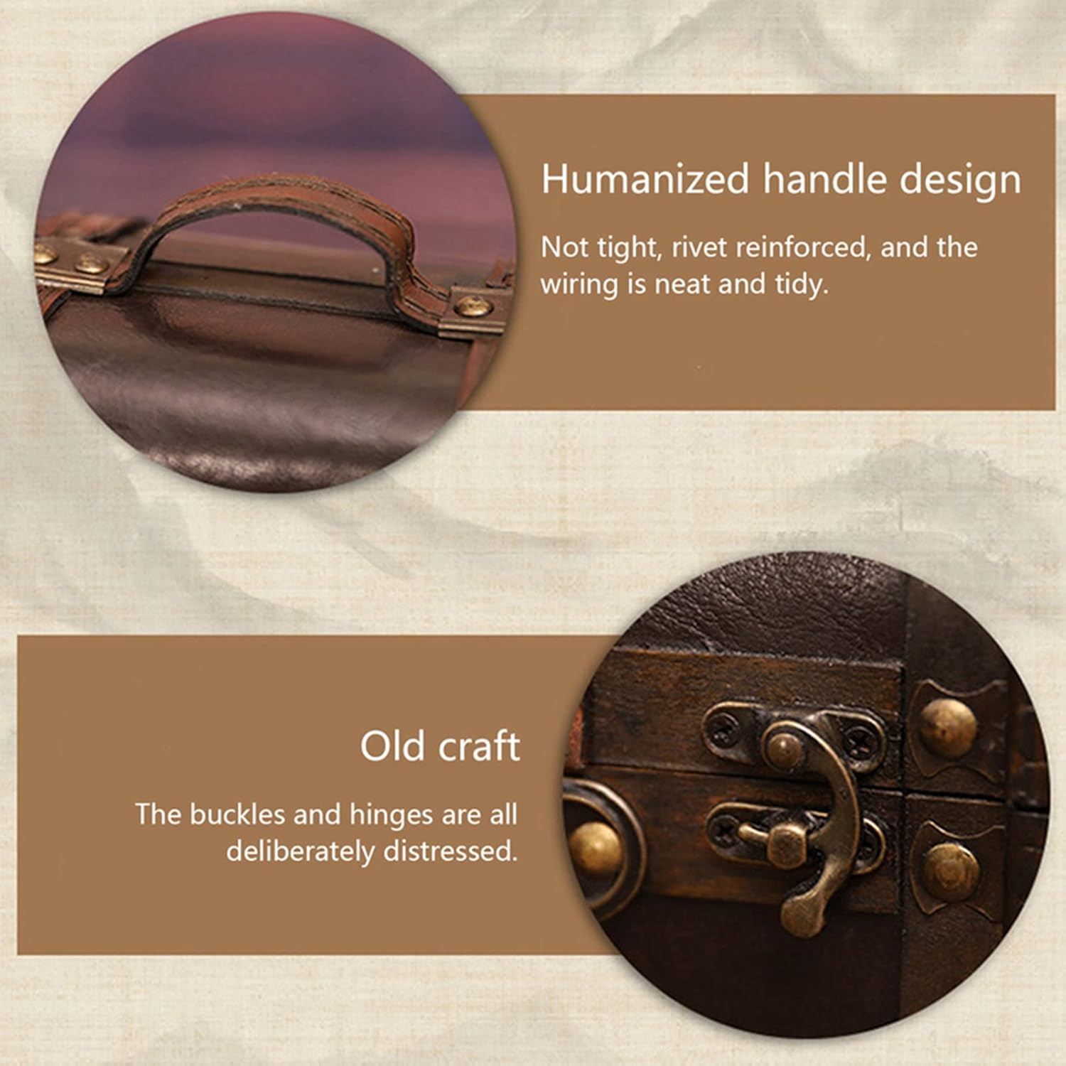 LIYJTK Vintage Retro Wooden Suitcase, Large Capacity Storage Trunk, Studio Decoration & Photography Props, 24 X 17.3 X 11.9Cm