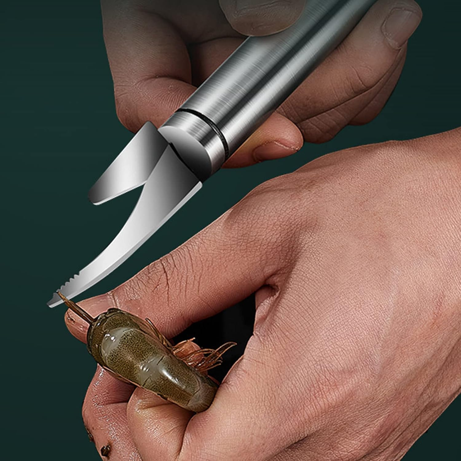 2PCS 304 Stainless Steel Shrimp Deveiner and Peeler - 5 in 1 Multifunctional Cleaner Knife, Portable Cleaning Tool (9.4 Inch) image number 4