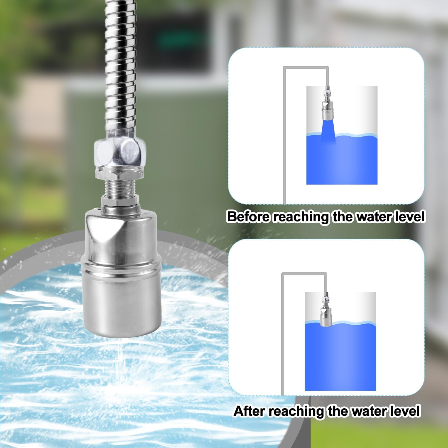 1/2 Inch 3/4 Inch 1 Inch Automatic Float Valve, Stainless Steel Water Level Control Valves Mini Water Shut-Off Controller Floating Ball Valve for Water Tank image number 2