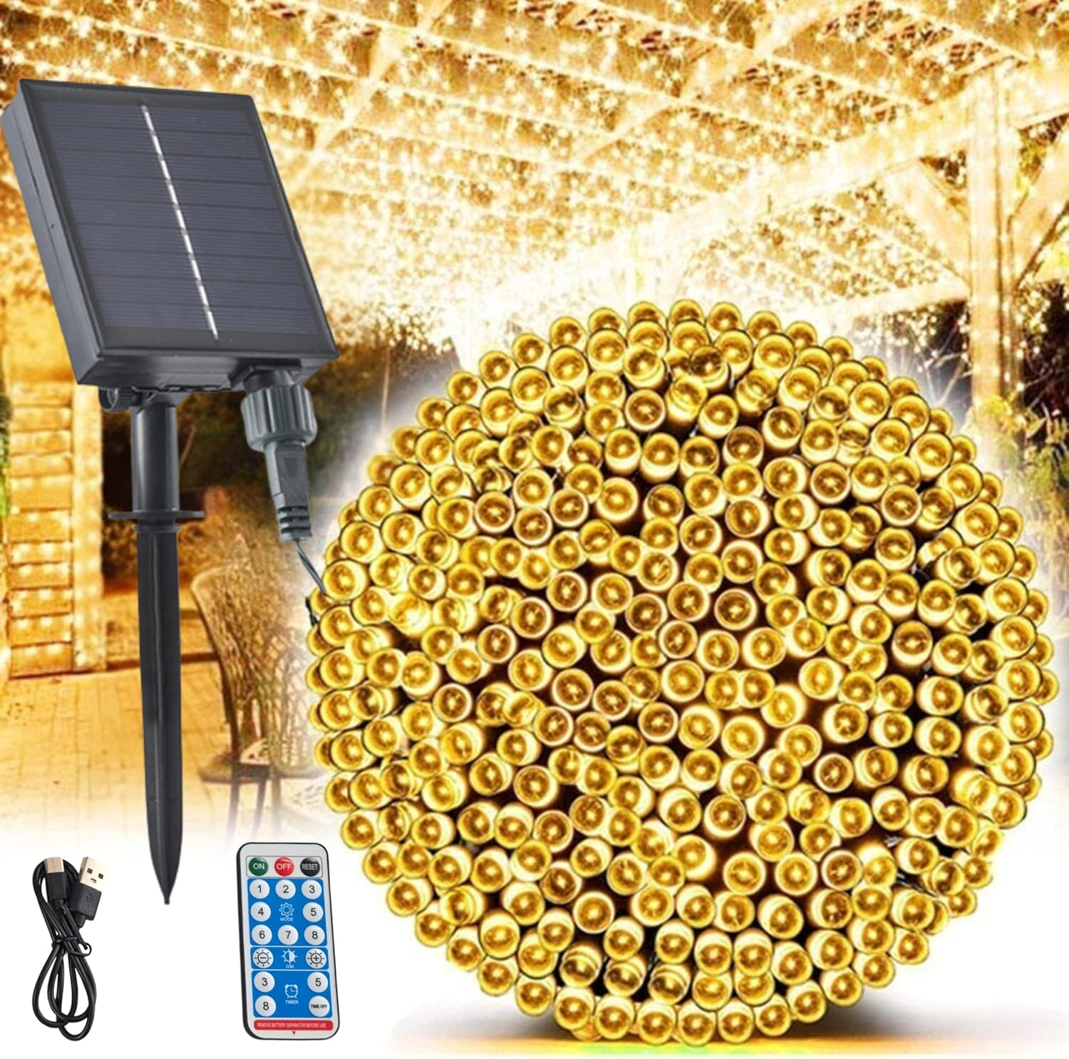 Solar Christmas Lights, 170Ft/52M 400 LED 8 Modes Solar String Lights, Waterproof Solar Fairy Lights for Xmas Tree, Garden, Home, Holiday, Outdoor Christmas Decorations (Blue)