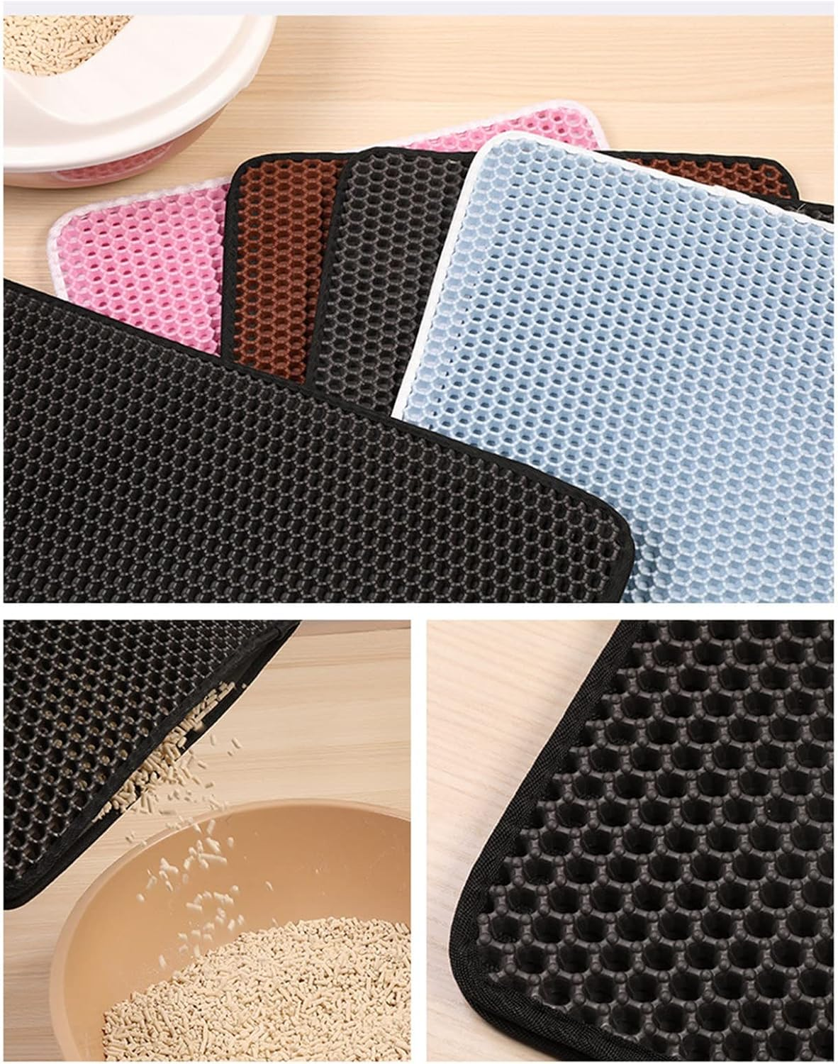 Cat Litter Mat, Litter Collection Mat, Soft, Double Layer, Waterproof Backing, Cat Litter Mat, EVA Material, Prevents Slipping, Pet Mats for Kittens, (Baby Blue, 40 X 50 Cm) image number 5