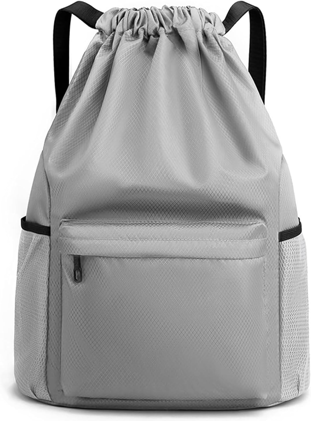 Sonicefit Waterproof Drawstring Gym Backpack, Durable Sports Sackpack with Water Bottle Holder & Side Pockets, Large Capacity Cinch Bag for Basketball Soccer Yoga Swimming Travel