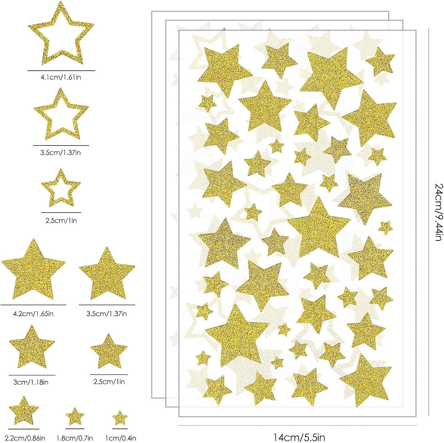 Findtop Glitter Star Stickers - 15 Sheets, 3 Models for Rewards, Crafts, Books, Decoration, Classrooms, Teaching Awards image number 2