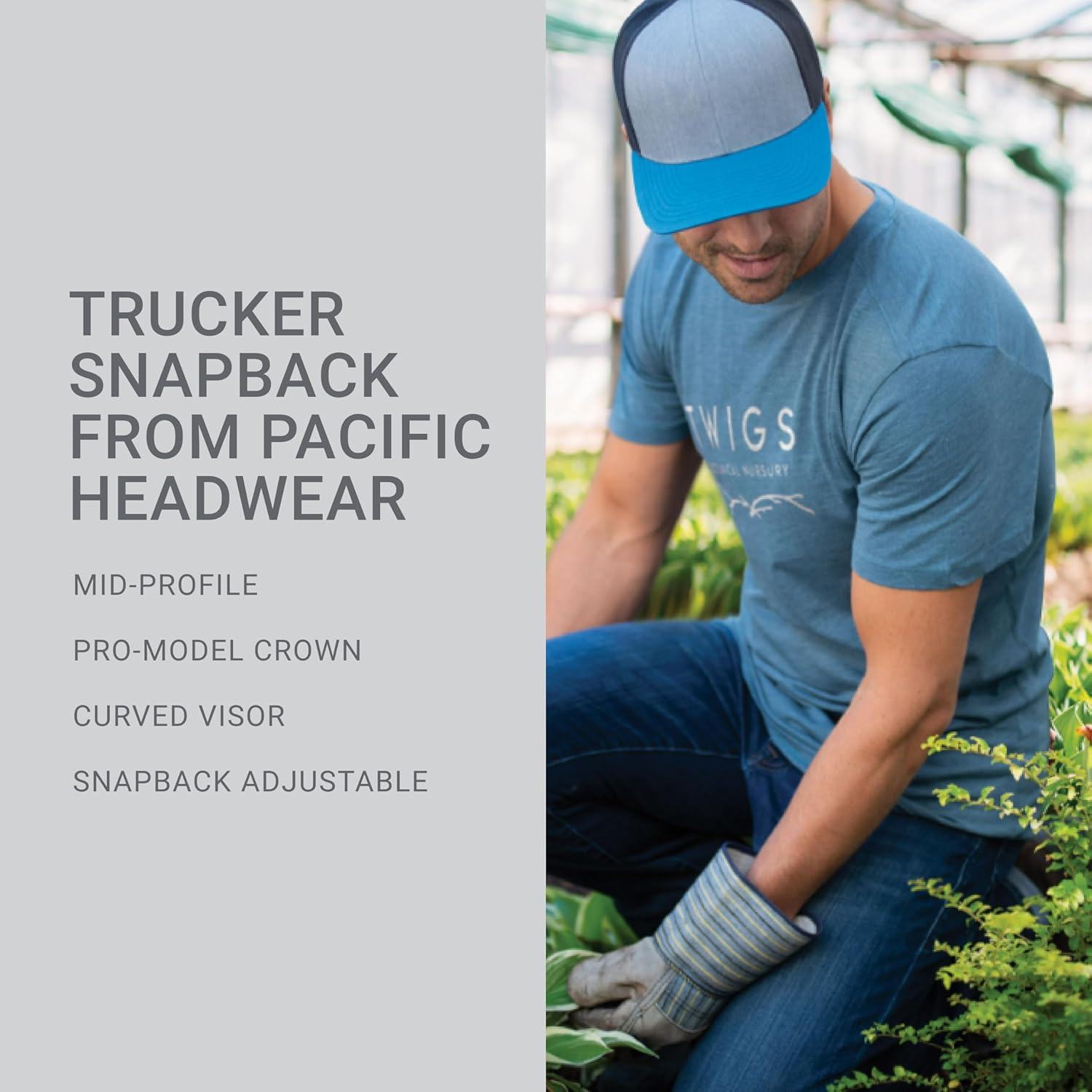 Pacific Headwear Trucker Snapback Cap image number 5