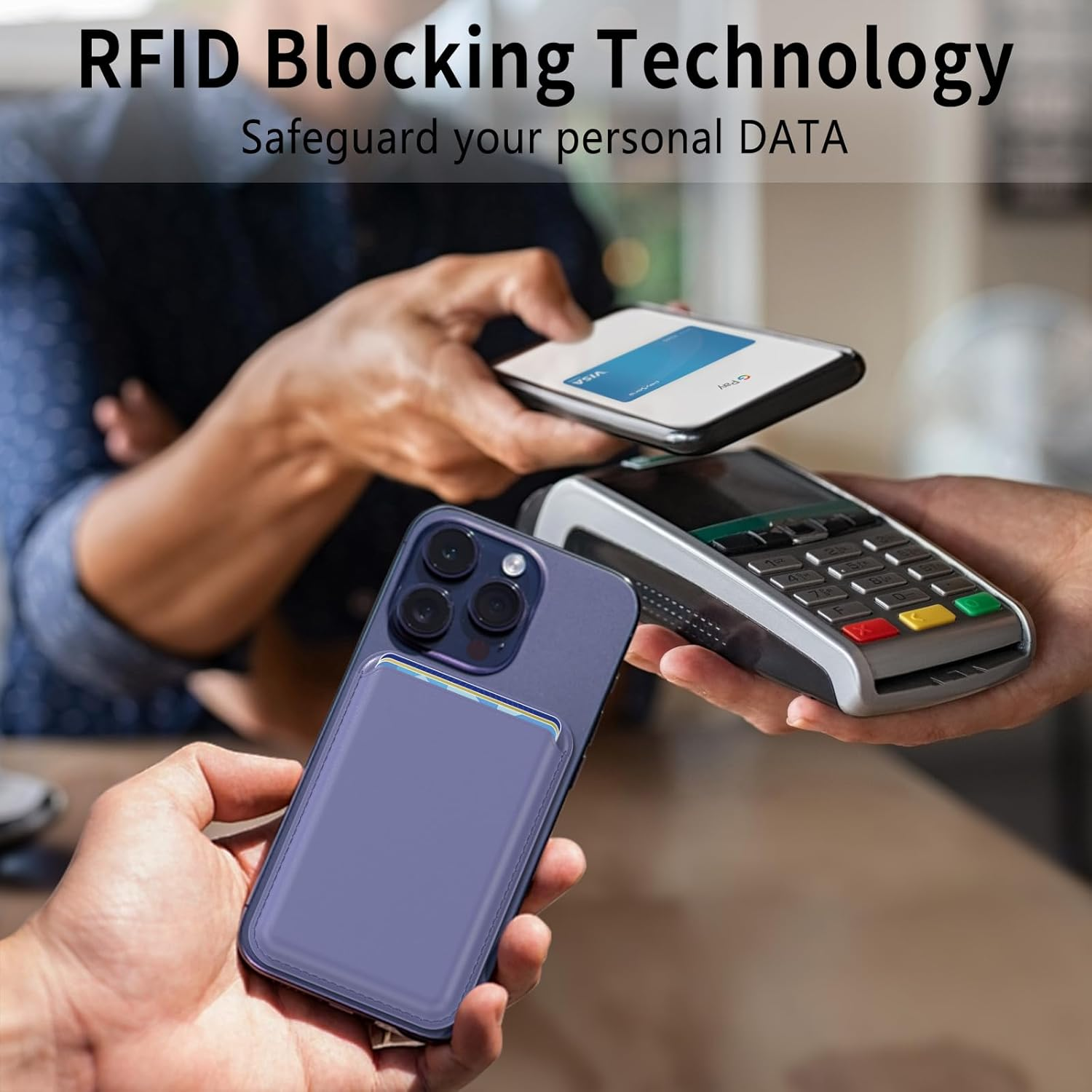 Magsafe Wallet Magnetic Card Holder, Premium Vegan Leather Phone Wallet for Phone Card Holder for Iphone 16 plus Pro Max 15 14 13 12 Series - Black image number 3