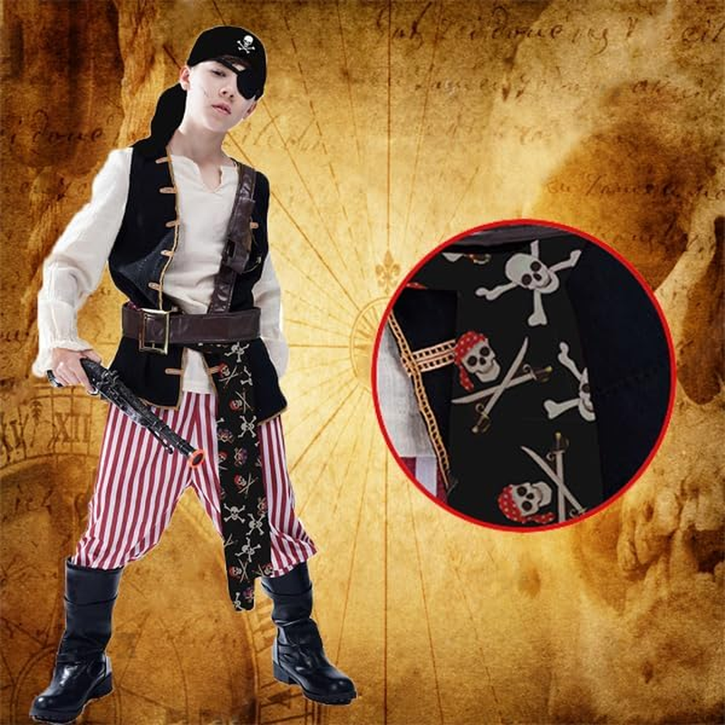 Boys Pirate Costume for Kids Halloween Cosplay Clothing image number 3