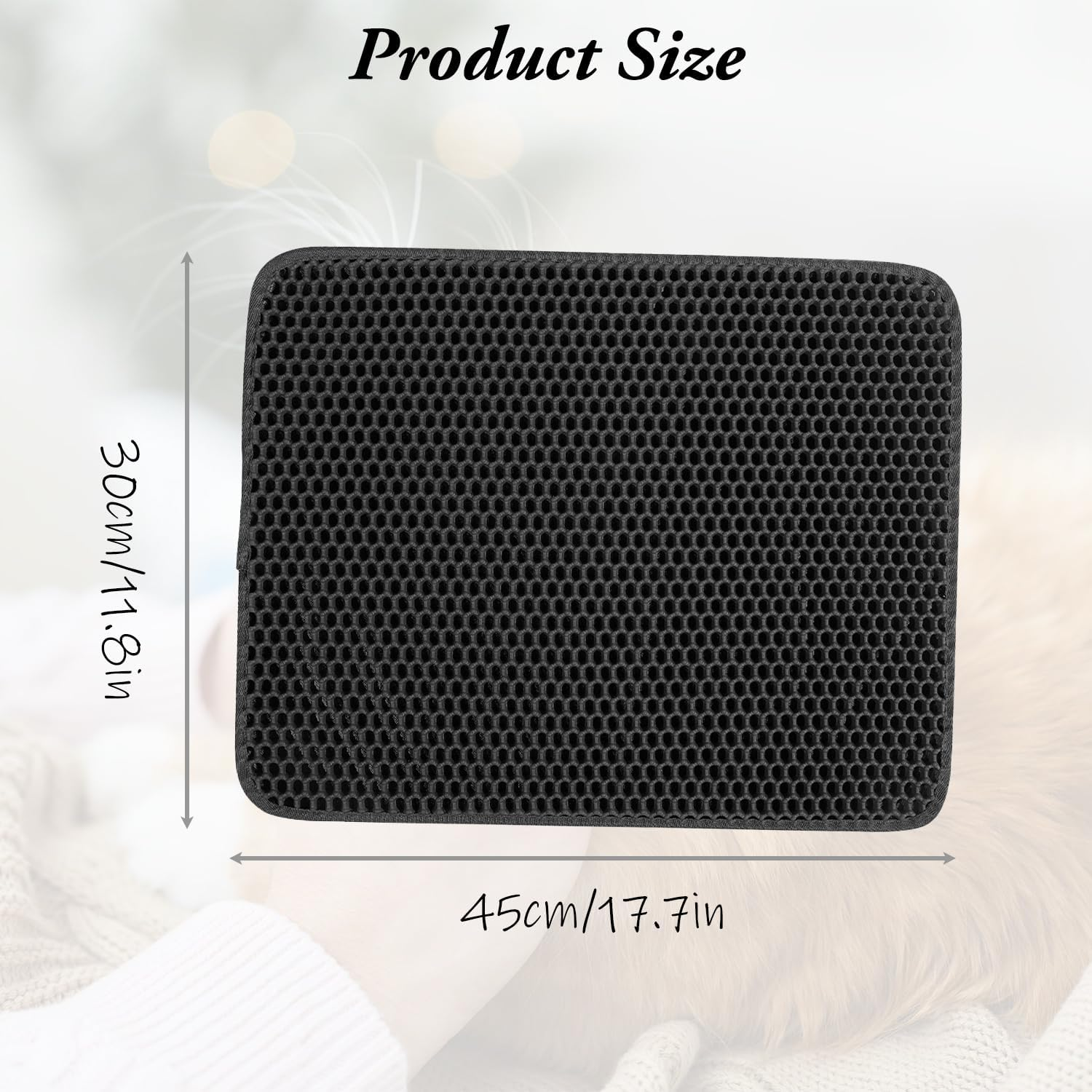 1 Pack Cat Litter Double Layer Tray Mat, Non-Slip Cat Litter Collection Mat, Square Cat Litter Collection Container with Large Hole, Easy to Clean, Washable (Black) image number 5