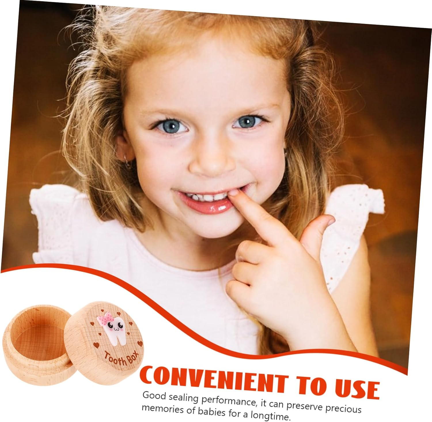 Wooden Tooth Keepsake Box for Kids Modern Simple Design Cute Fairy Tooth Storage for Boys and Girls image number 5