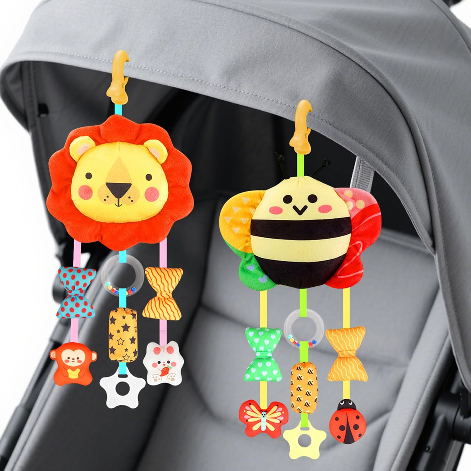 Baby Toys for 0 3 6 9 12 Months, Plush Animal Sensory Hanging Rattle,Newborn Interactive Soft Toys for Baby,Car Seat Stroller Hanging Toys Infant Boy Girl