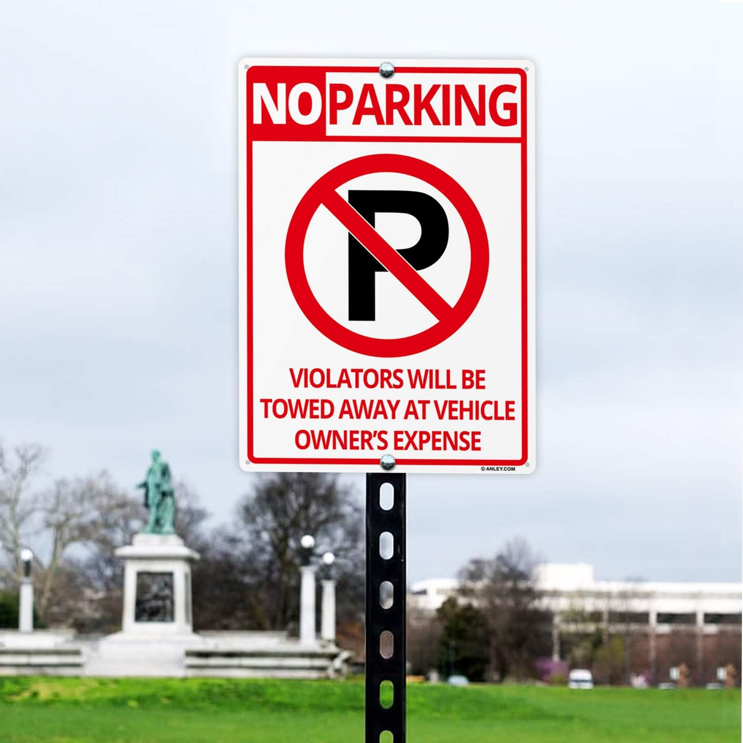 ANLEY No Parking Sign 14 X 10 in - 40 Mil Thick Rust-Free Weatherproof Aluminum - Easy Mounting - Violators Will Be Towed Away at Vehicle Owners Expense Metal Warning Sign Outdoor Use image number 4