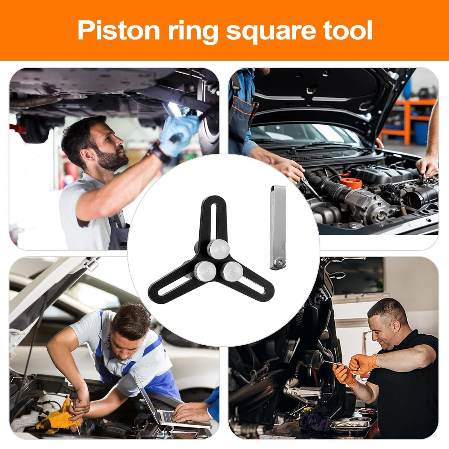 Rrlihjgu Piston Ring Filer Tool,Heavy Duty Piston Ring Squaring Tool for Small Engines - Professional Bore Measuring Equipment for Cylinder Compression Test ATV Lawn Mower Motorcycle Maintenance