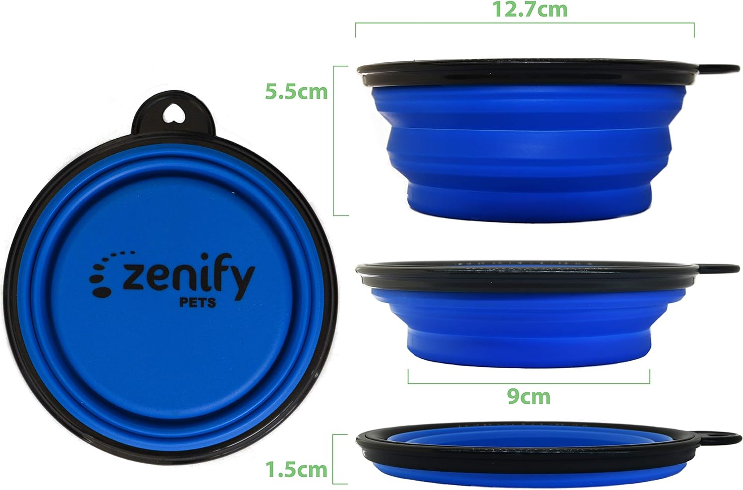 Zenify Dog Bowl Food & Water Feeder 2 Pack - Extra Large 1000Ml 17.8Cm & Small 400Ml 12.7Cm Collapsible Portable Foldable Travel Dish Leash Lead Slim Accessories for Puppy Dogs (Pink Xl/Blue S) image number 3