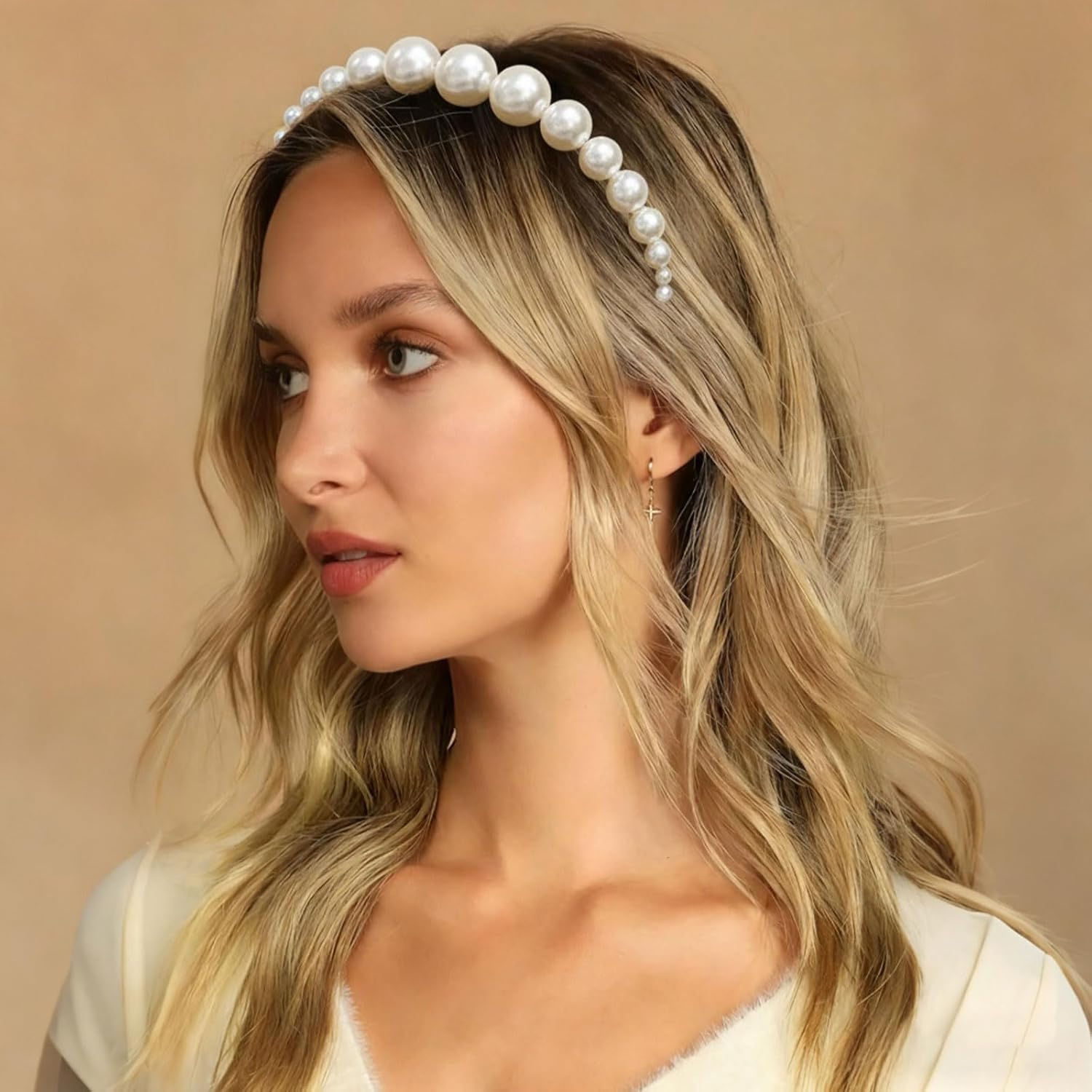 Xanthelle Haarreif Dirndl, 6 Pieces Pearl Women, Traditional Headband & Accessories, White Imitation Pearl Headbands for Weddings, Stylish Hair Ornaments image number 4
