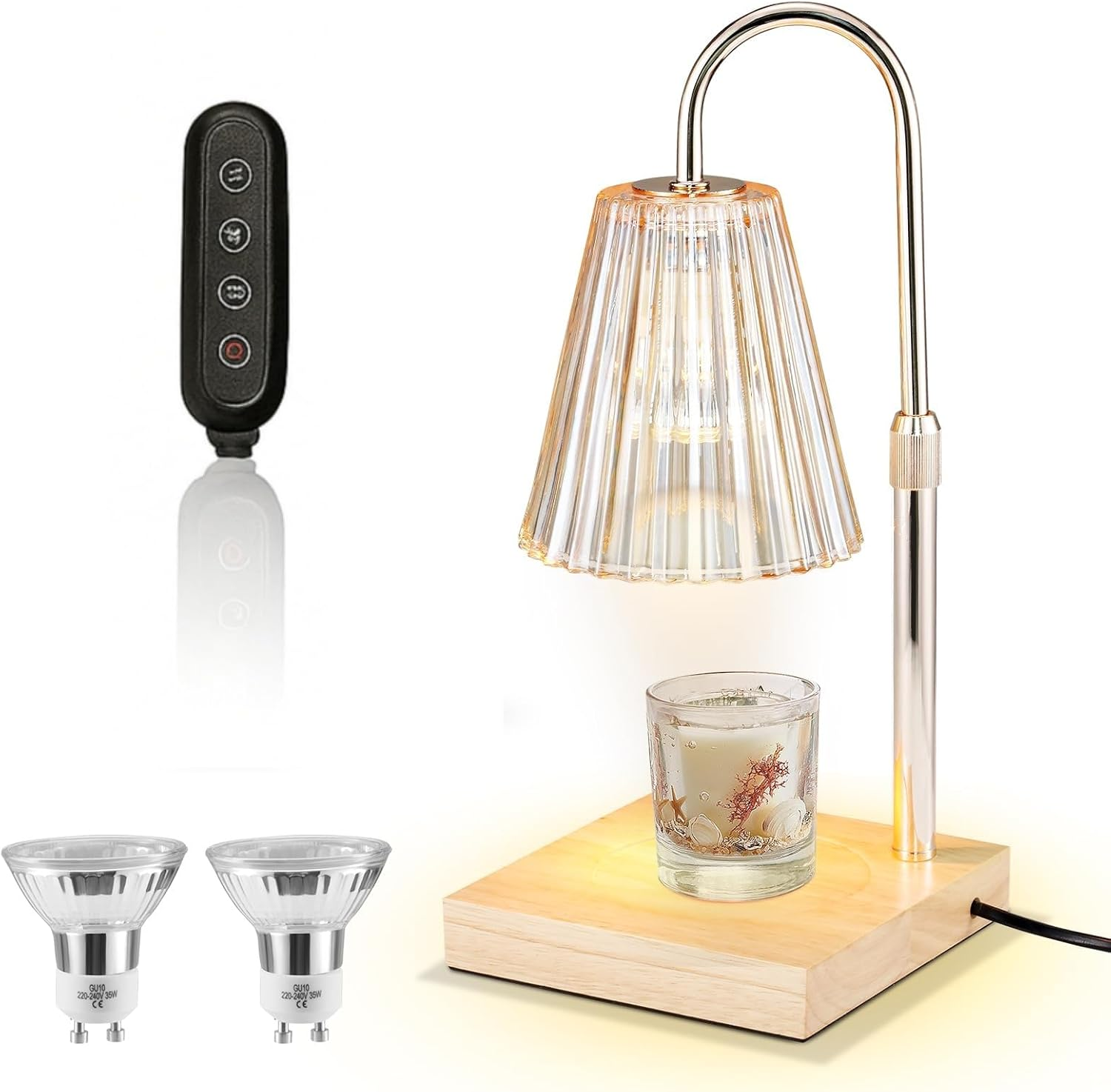 MZDMY Candle Warmer Lamp with 2 Bulbs,Adjustable Height,Dimmable Electric Candle Lamp with Timer,Gifts for Mom,Bedroom Home Decor,Amber image number 2