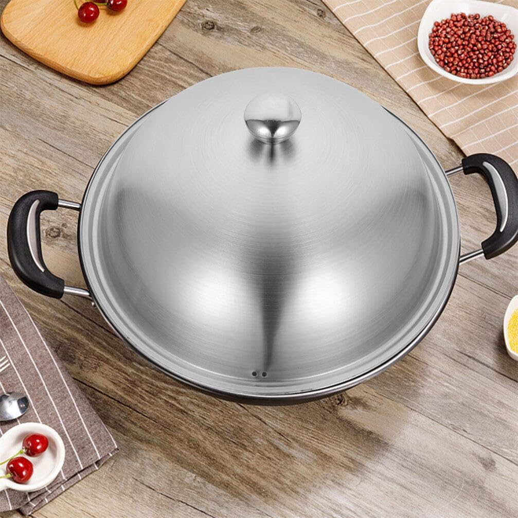 Luxshiny 12.6 Inch Stainless Steel Pot Lid Universal Pan Cover with Anti-Scald Handle for Wok Steamer Stockpot Kitchen Supplies image number 5