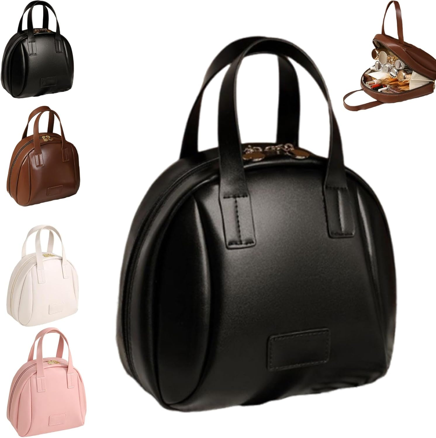 Multi Layered Shell Shaped Cosmetic Bag, Lightly Travel Multi-Layered Shell-Shaped Cosmeticbag, Portable Large Capacity PU Shell Waterproof Handbag Stylecosmetic Bag for Women (White)