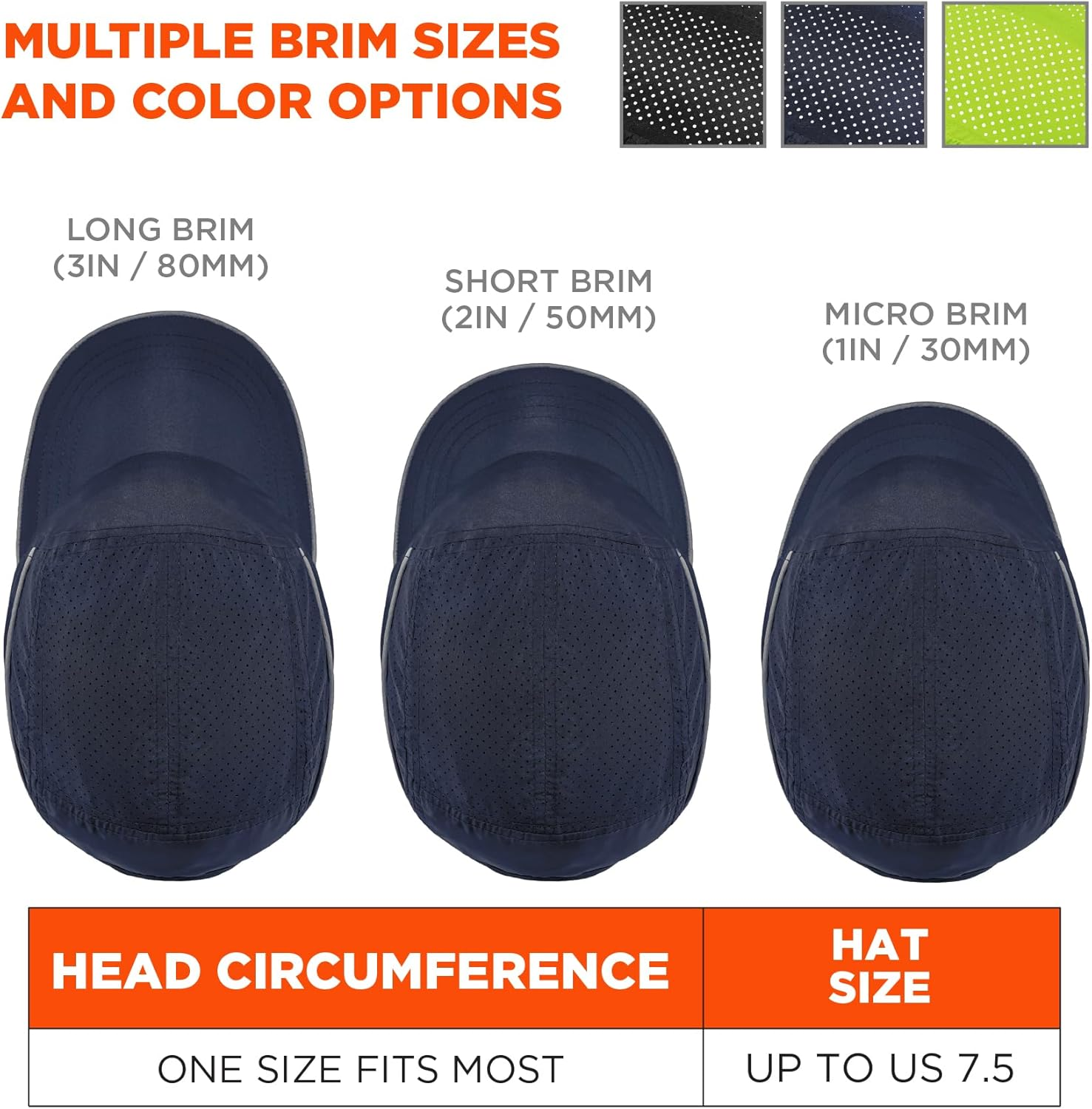 Ergodyne Skullerz 8955 Lightweight Bump Cap, Baseball Hat Style, Breathable Head Protection, Micro Brim, Navy image number 3