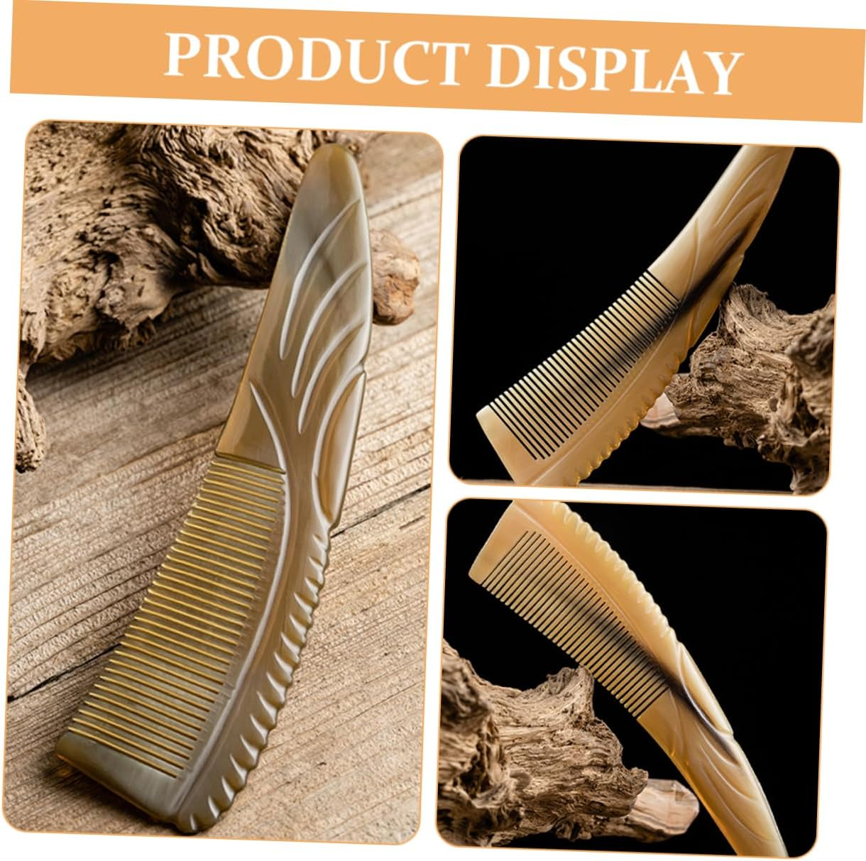 IWOWHERO 2Pcs Horn Pocket Comb Birth Combs for Labor Gua Scalp Hair for Styling Horn Massage Scalp Massager Brush image number 2