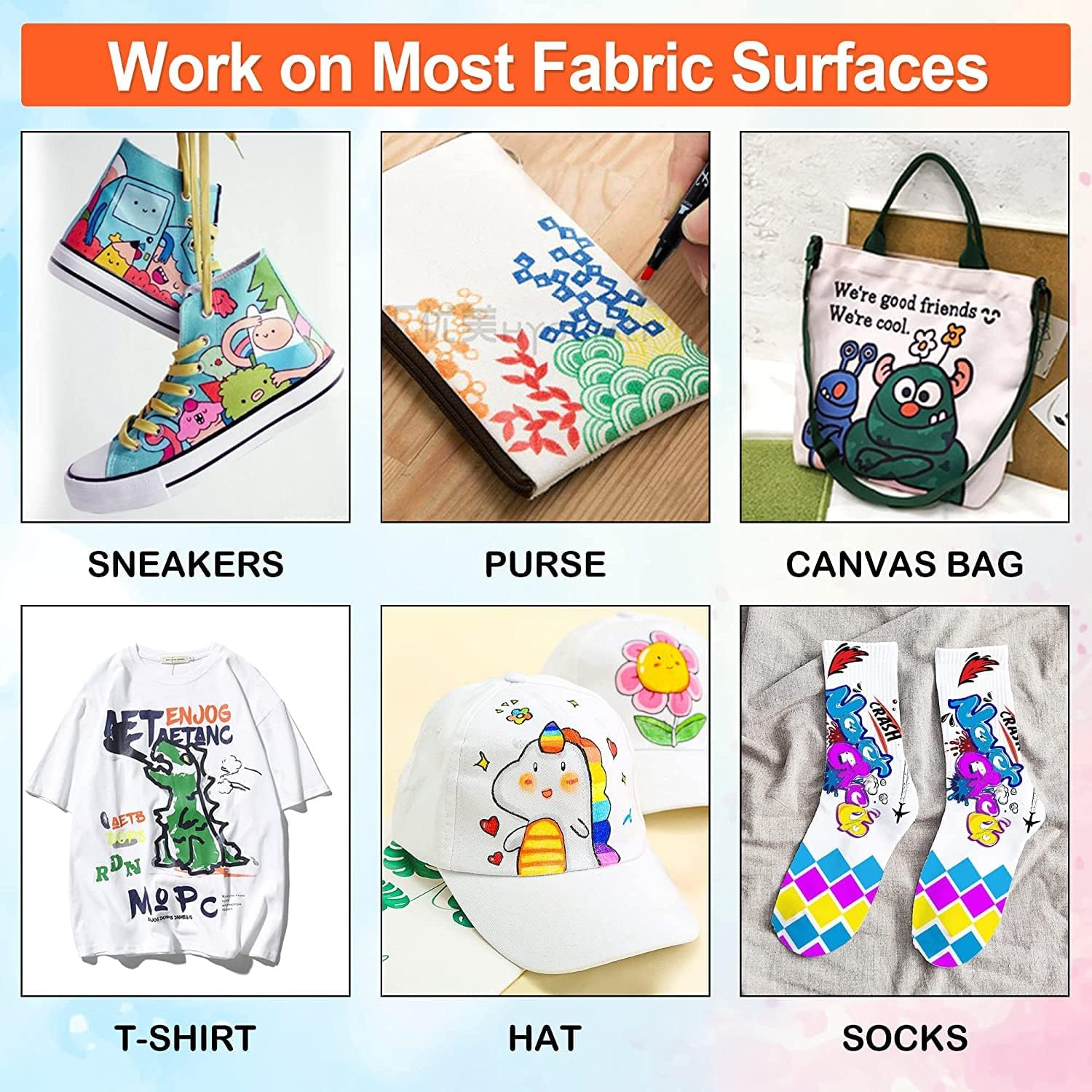 Shuttle Art Textile Pens Machine Washable, 40 Colours Textile Marker Set with Double Tips, Fabric Colouring Pens, Washable, Non-Toxic and Acid Free, Suitable for T-Shirts, Bags, Sports Shoes, Jeans image number 6