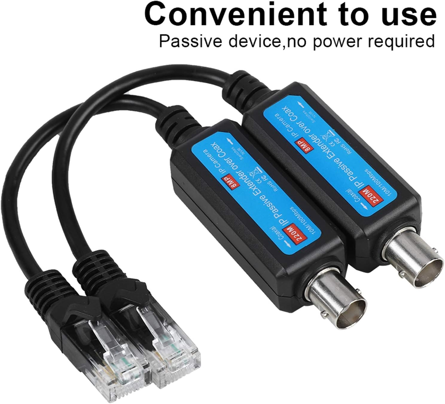 IP Passive Extender Ethernet over Coax, Passive IP Network Coaxial Transmitter Receiver Extender for IP NVR Camera