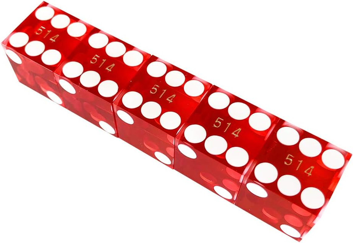 Yuanhe Set of 5 Grade AAA Precision 19Mm Serialized Casino Dice with Razor Edges and Corners image number 3