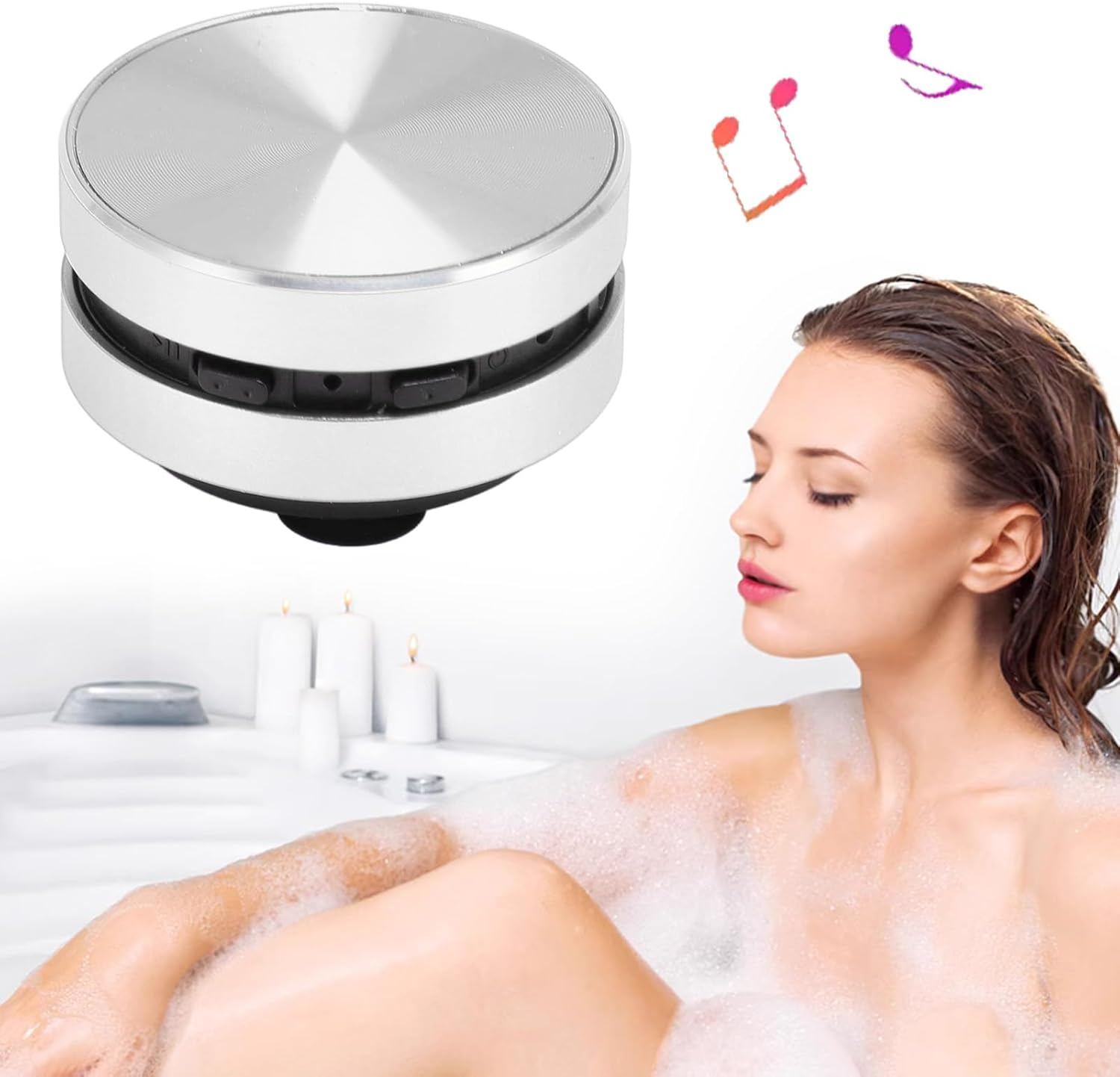 Eosnow Wireless Bone Conduction Speaker,Dual Speaker Stereo Bone Conduction Portable Wireless, Mini Portable,For Bathroom Outdoor (Silver) image number 2