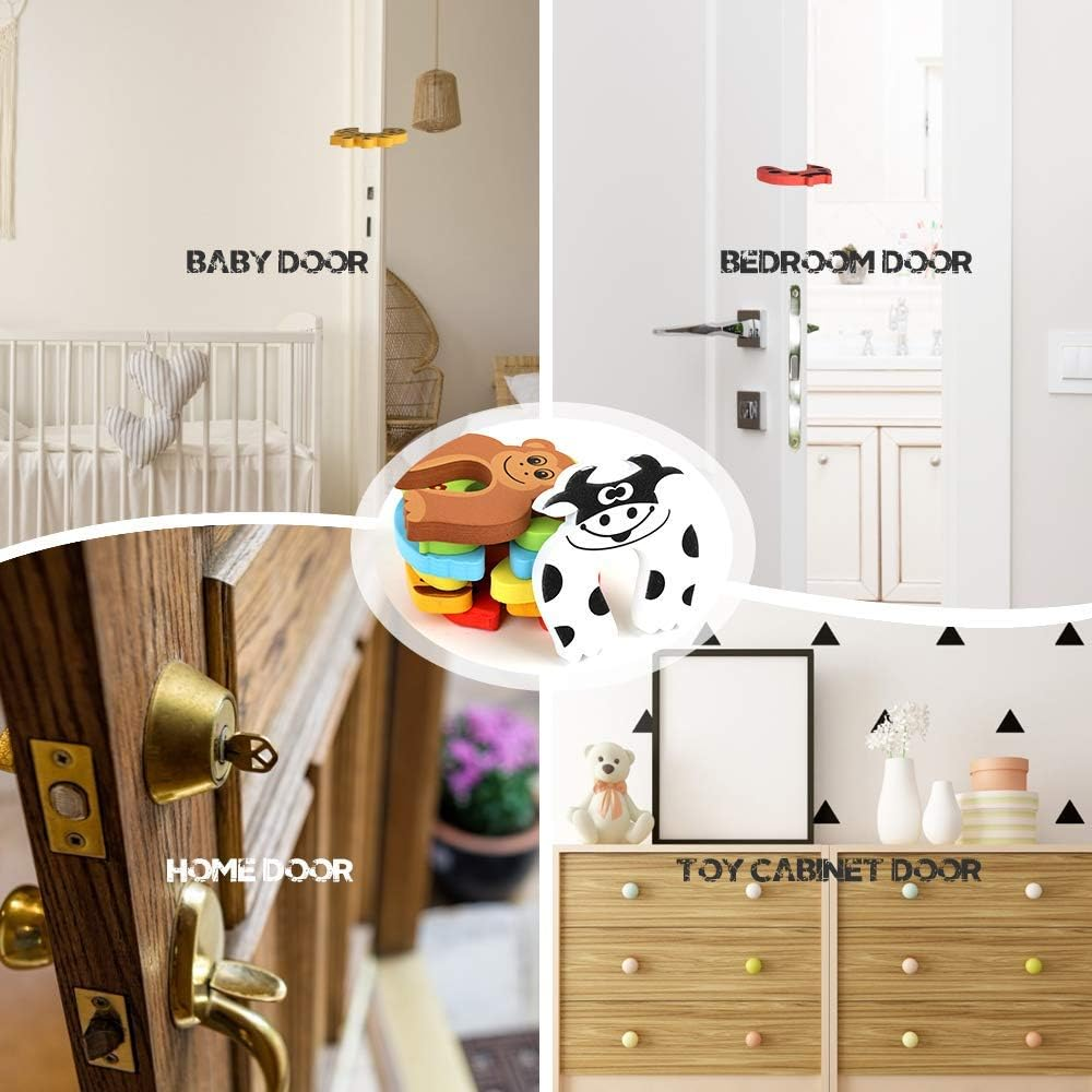 8Pcs Foam Door Stopper Baby Safety Door Stop Kids Safety Guard Finger Protector Cute Colorful Animal Foam Door Stopper for Home Kitchen Bedroom Security Cabinet Locks Door Clip image number 5
