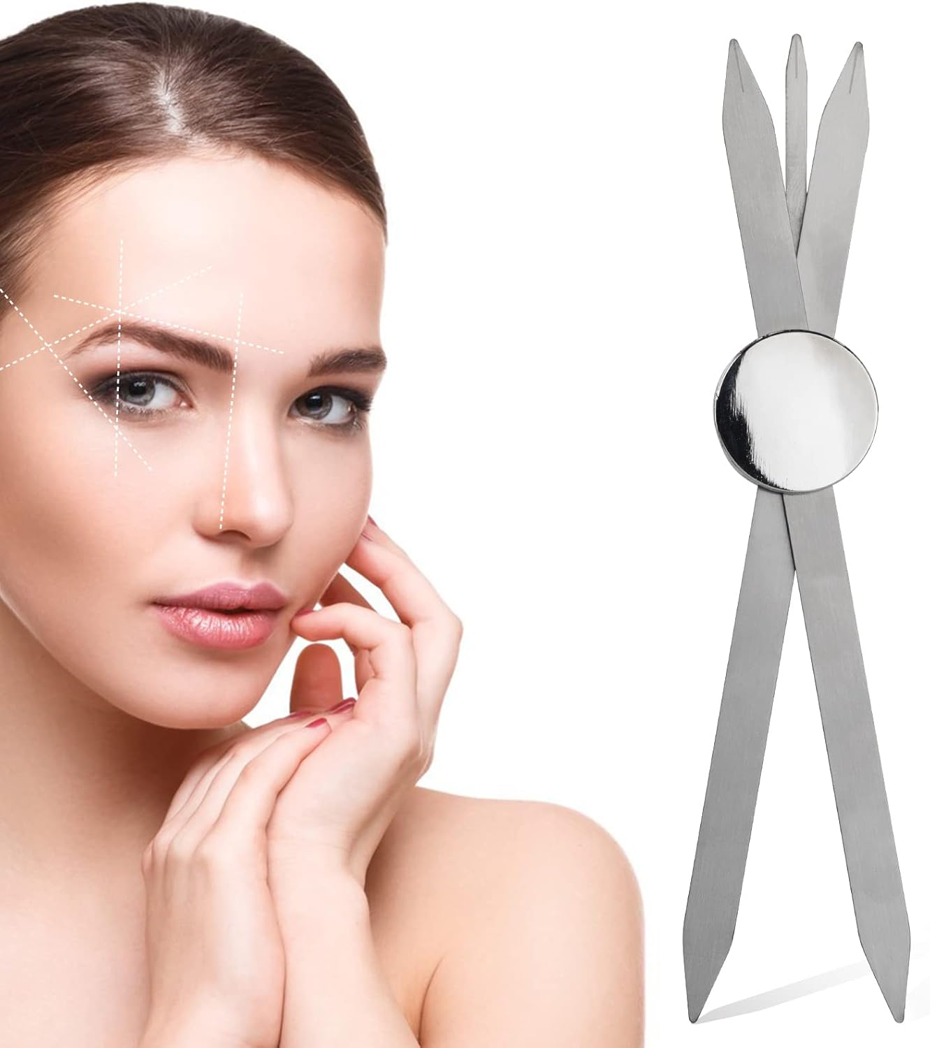 Charme Princesse Eyebrow Ruler Stainless Steel Tattoo Eyebrow Stencil Ruler Three-Point Positioning Permanent Eyebrow Makeup Measuring Symmetrical Tool(Gold) LB000249-6