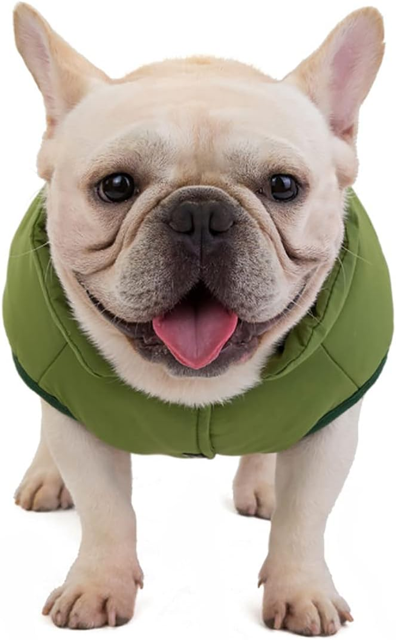 Izefia Dog Coat Cold Weather Coat Windproof Jacket Fleece Warm Dog Vest Winter Thick Clothes Dog Coat for Small Dog Bulldog Medium Cat 1C-Green S image number 3