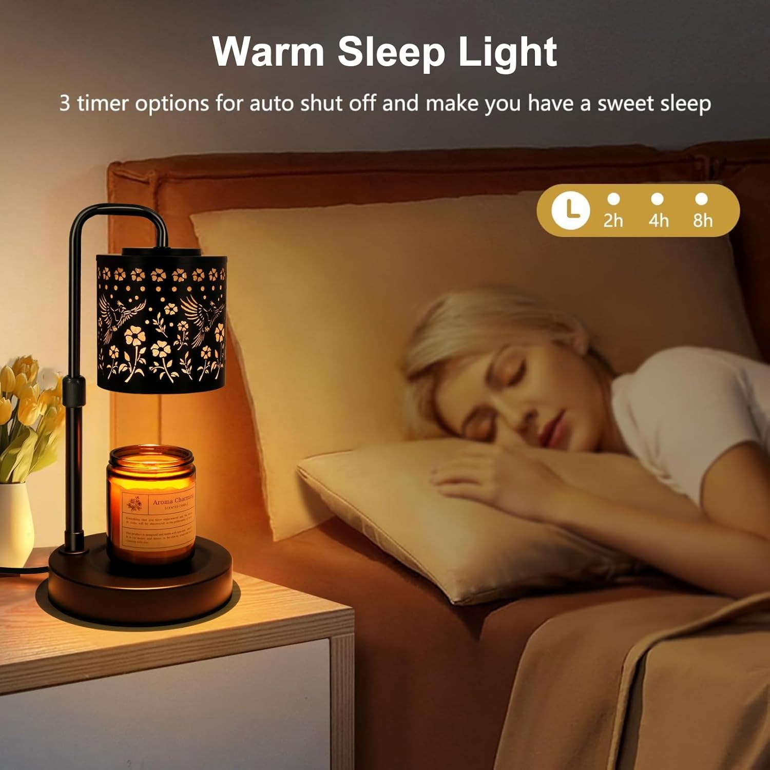 Candle Warmer Lamp with Timer & Dimmer, Adjustable Height Electric Wax Melt Warmer, Vintage Carved Craftsmanship for Scented Jar Candles, Mother&rsquo;S Day Gift, Home Decor image number 5