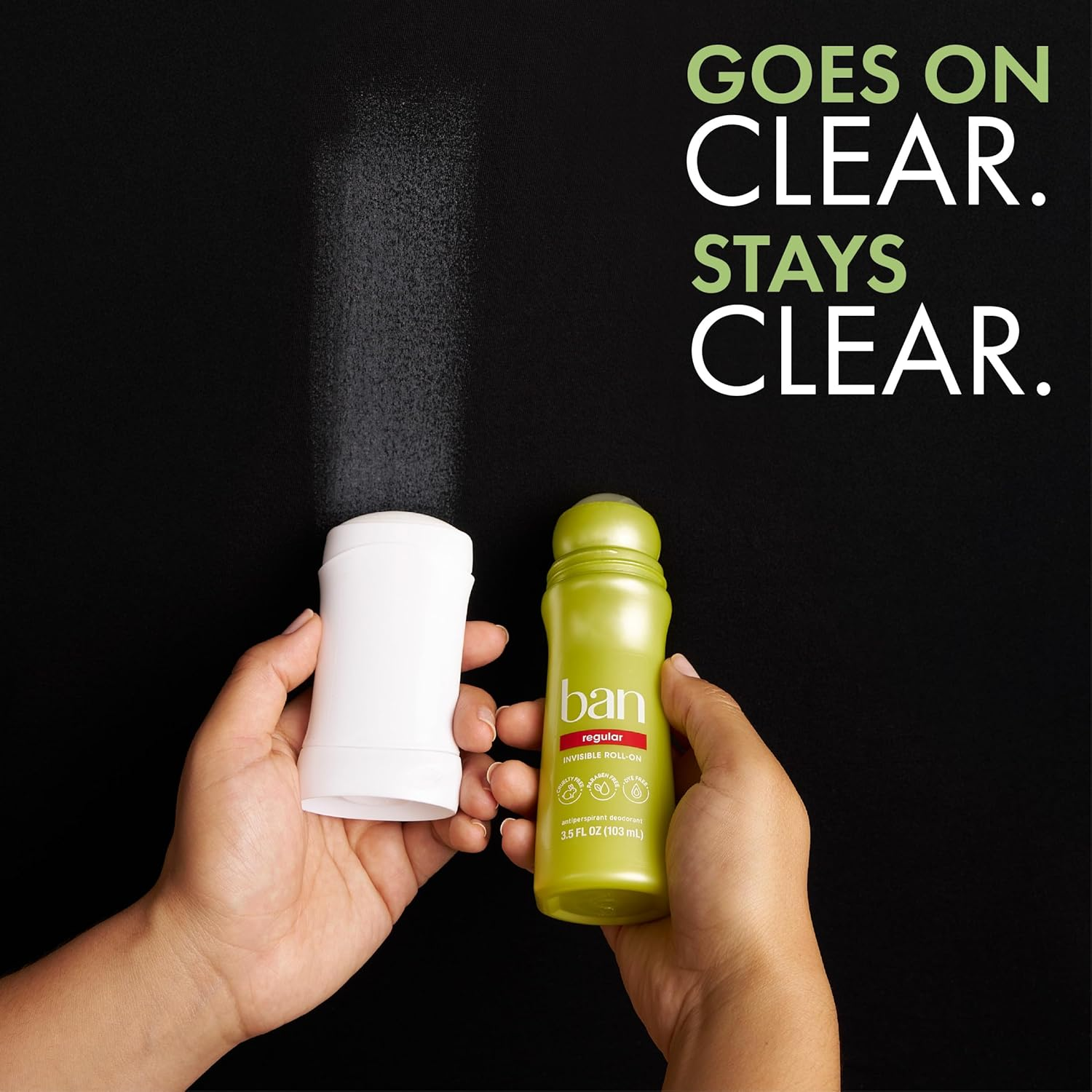 Ban Powder Fresh 24-Hour Invisible Antiperspirant, Roll-On Deodorant for Women and Men, Underarm Wetness Protection, with Odor-Fighting Ingredients, 3.5 Fl Oz (Pack of 4) image number 4