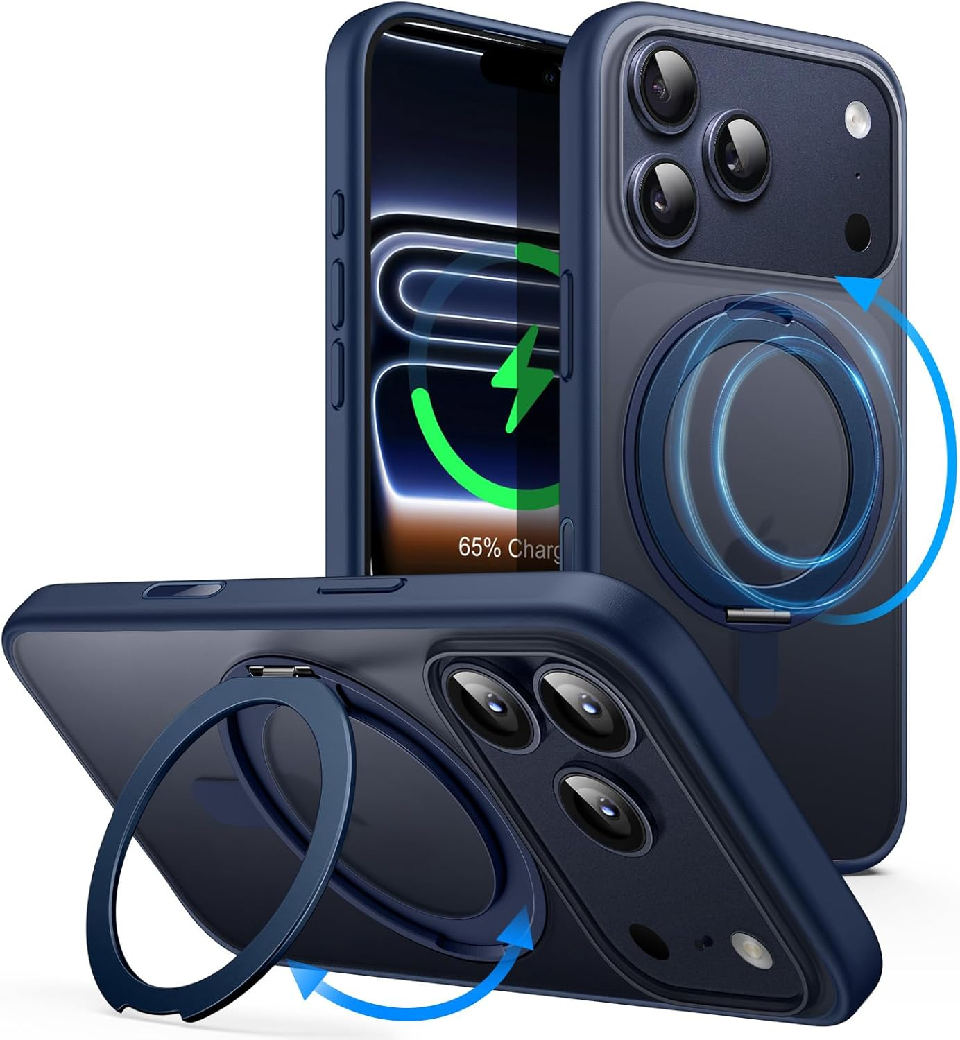 Jetech 360 Degree Rotatable Ring Case for Iphone 17 Pro 6.3-Inch with Camera Control Button, Compatible with Magsafe, Slim Shockproof Phone Cover with Stand & Ring Holder (Orange)