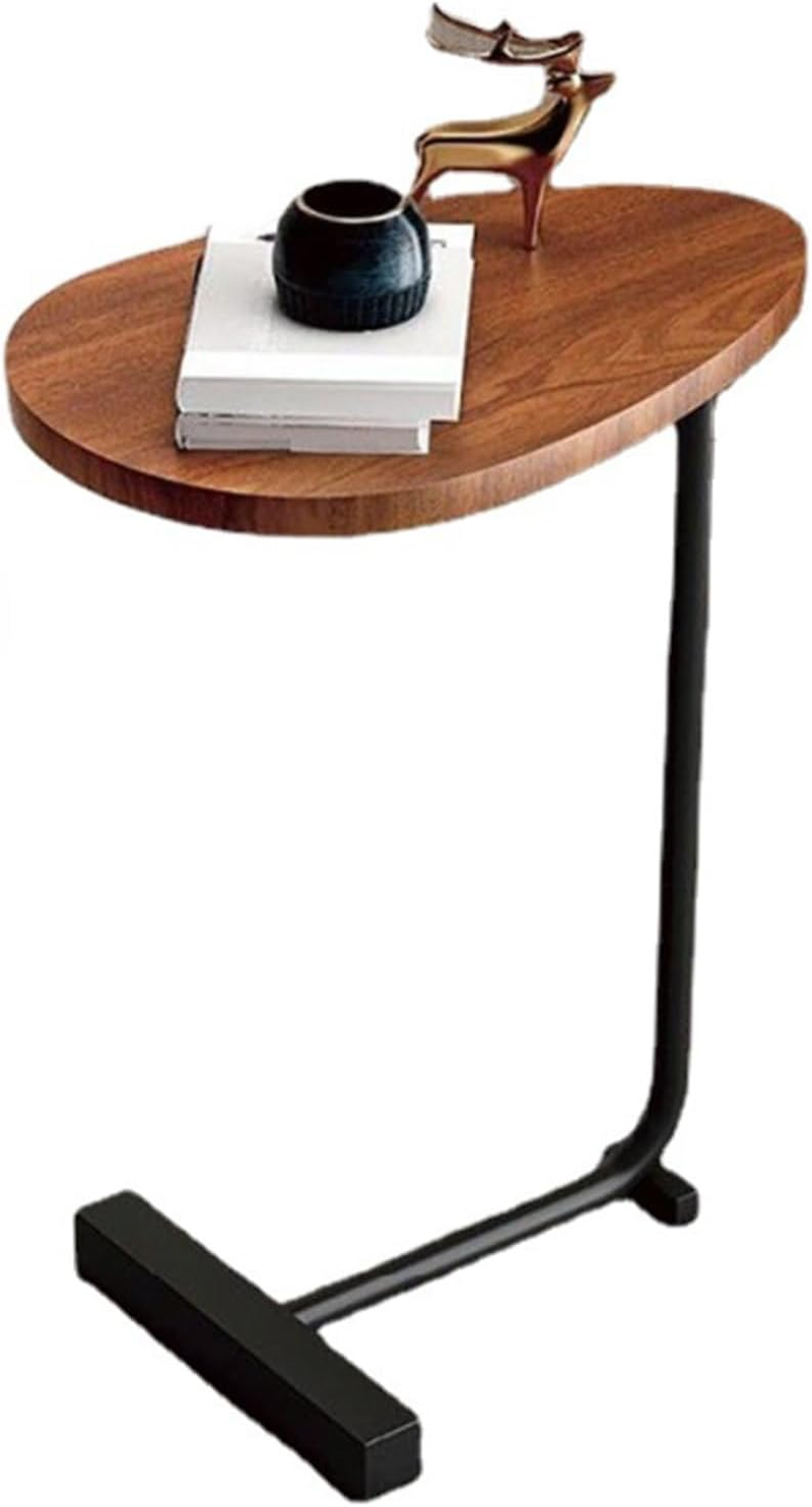 C Shaped Side Table, Small Side Tray Metal Frame for Couch Sofa, C Shaped End Table Space Saving for Living Room Bedroom Bathroom (Flat Design and Gold Frame) image number 3