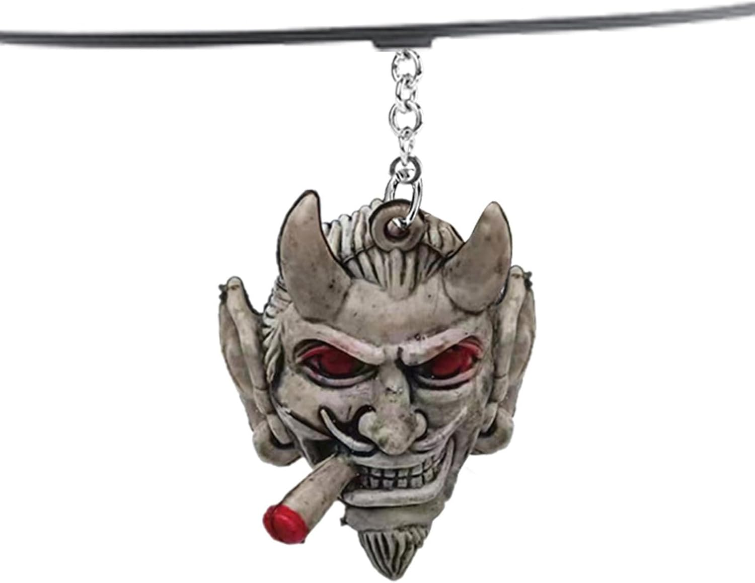 Skull Keychain for Men,Antique Silver Color Skull Keychain for Women - 3D Resin Skull Bag Charm Fashion Ring Car Ornaments image number 5