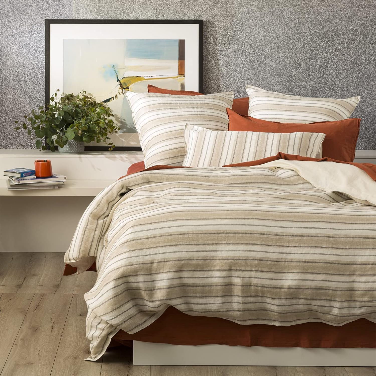 Renee Taylor Bardot 65Cm Pillowcase Cover Yarn Dyed French Linen Euro Bedding