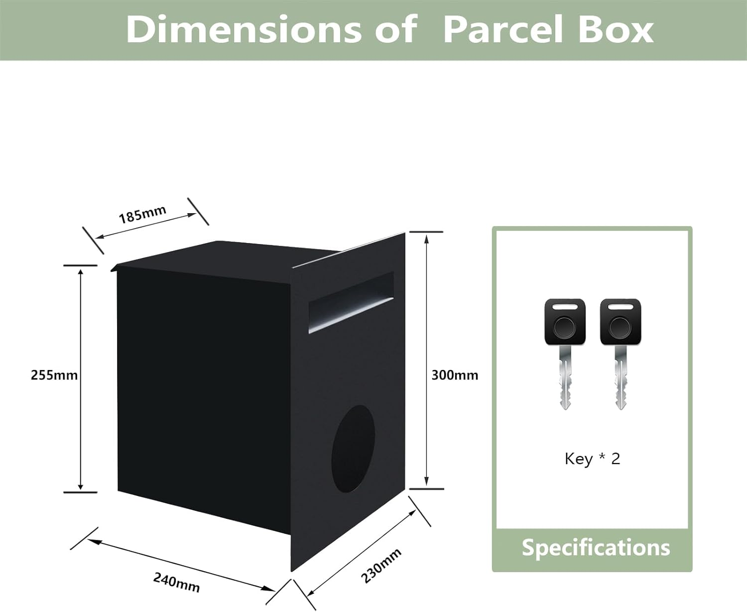 ZOOMTEC Brick-In Letterbox for Newspapers, Magazines and Letters, Outdoor Letter Box with Rear Door, Rustproof Parcel Mailbox for Fence, Wall image number 2