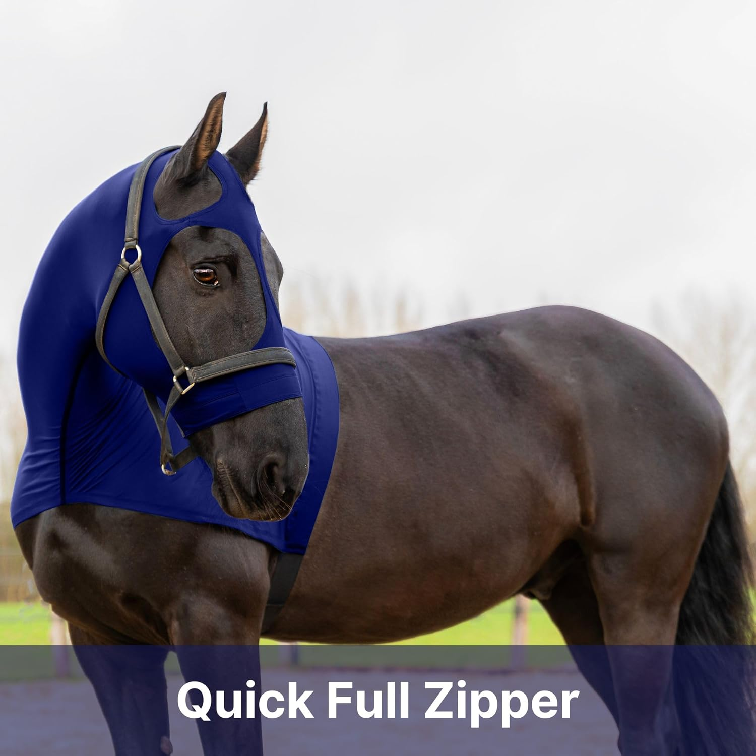 Resistance Horse Hood Slinky Lycra Zippered Mane Braid Shoulder Guard - Horse Sleazy Slickers Care Sheet image number 2