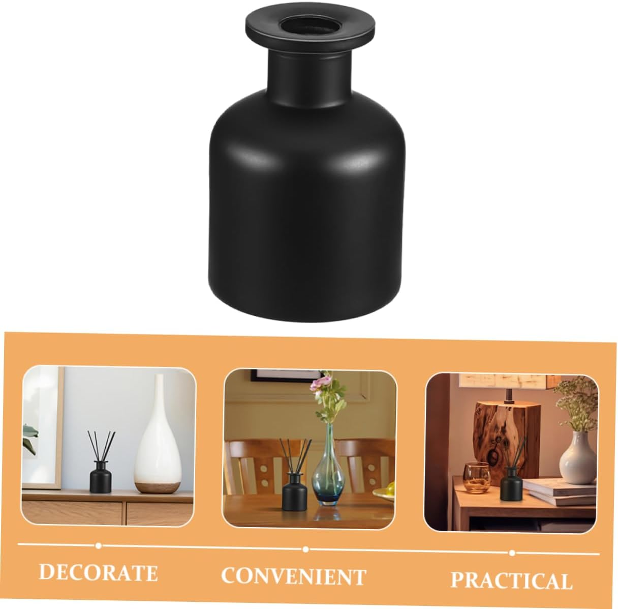 Glass Aromatherapy Diffuser Bottle 150Ml Matte Black Glass Reed Diffuser Container Refillable Essential Oil Jar for Home Fragrance Decoration