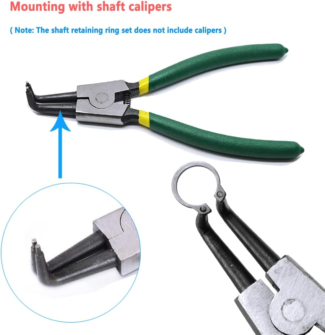 510Pcs Circlips Assorted,Metal C-Clip Assortment Set 19 Types Retaining E Clips(&Phi;3/4/5/6/7/8/9/10/12/14/16/18/20/22/24/26/28/30/32Mm) for Internal External Shaft Fastener image number 4