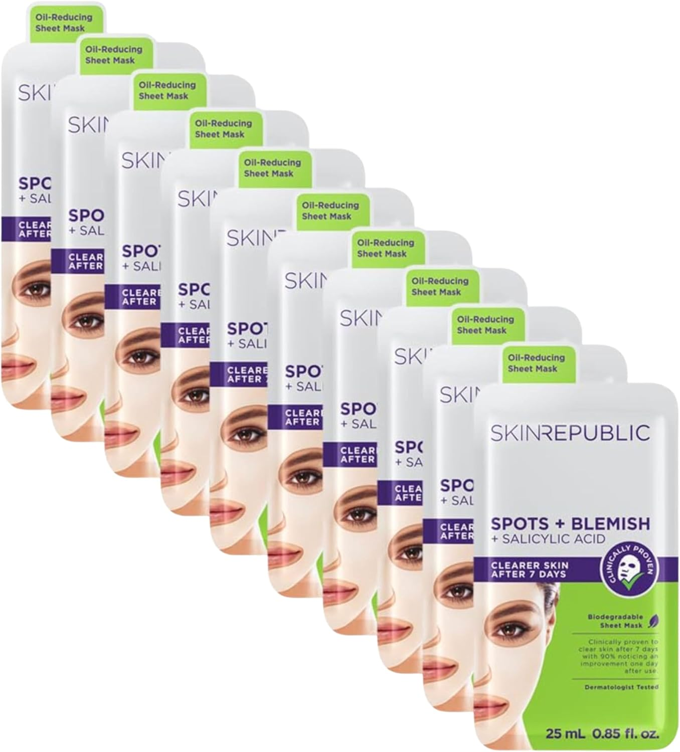 Skin Republic 10 Pack Spots + Blemish Face Mask Sheet image number 2
