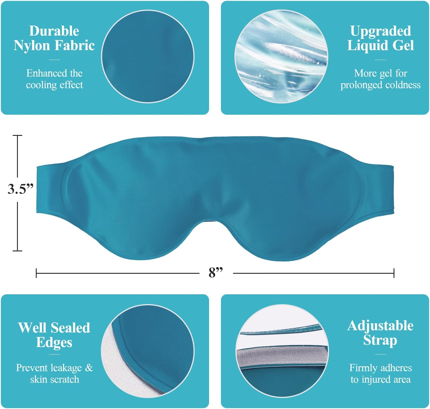Gel Eye Mask Cold Pack Reusable for Puffy Eyes, Hot/Cold Compress for Discomfort, Dry Eyes & Dark Circles, Long Lasting Cooling Sleep Mask for Pain Relief after Surgery image number 5