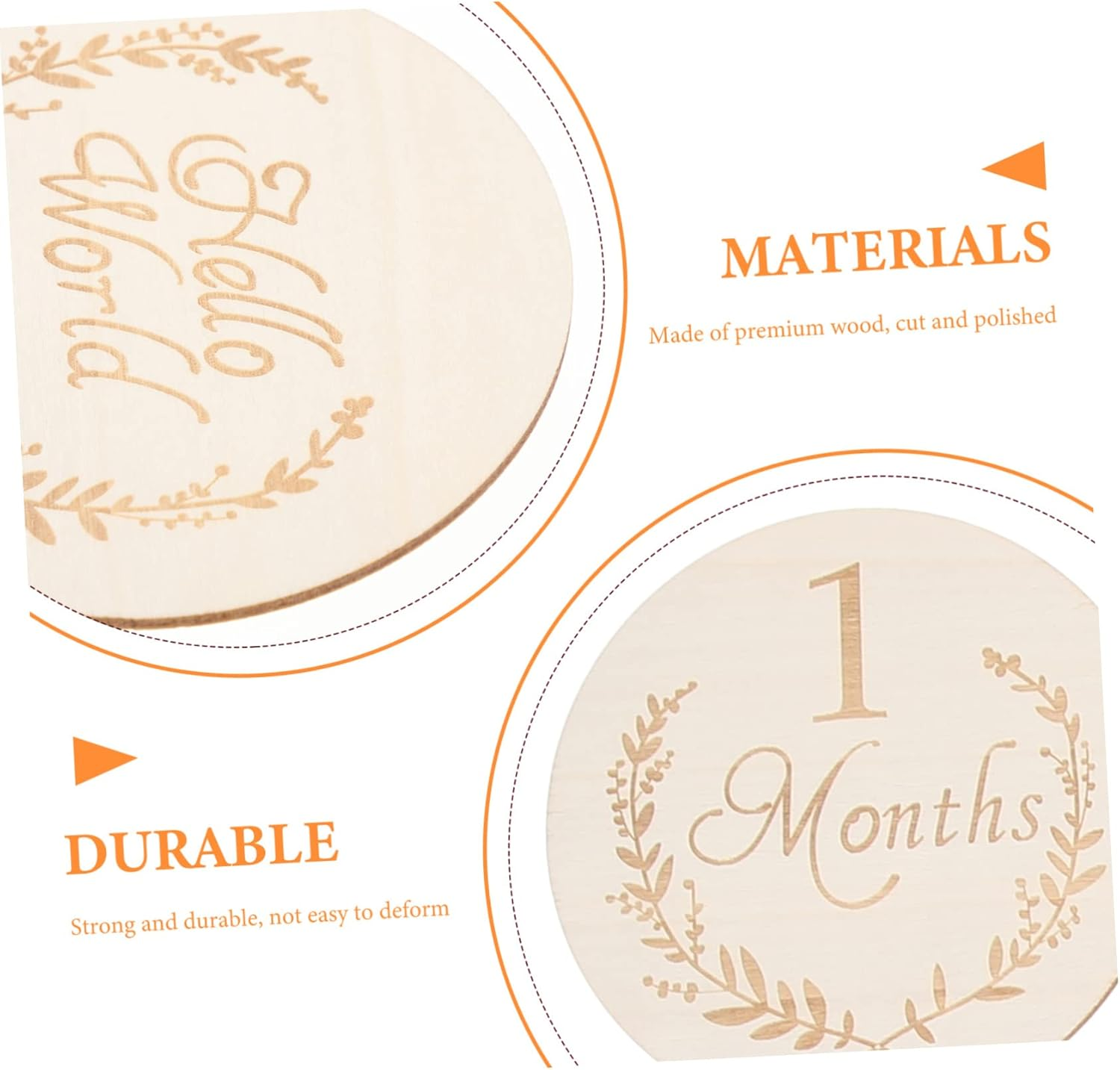 WEKAMOS 13Pcs 100Mm Wooden Slices Infant Growth Cards Baby Monthly Milestone Photography Props Natural Poplar Wood Party Supplies