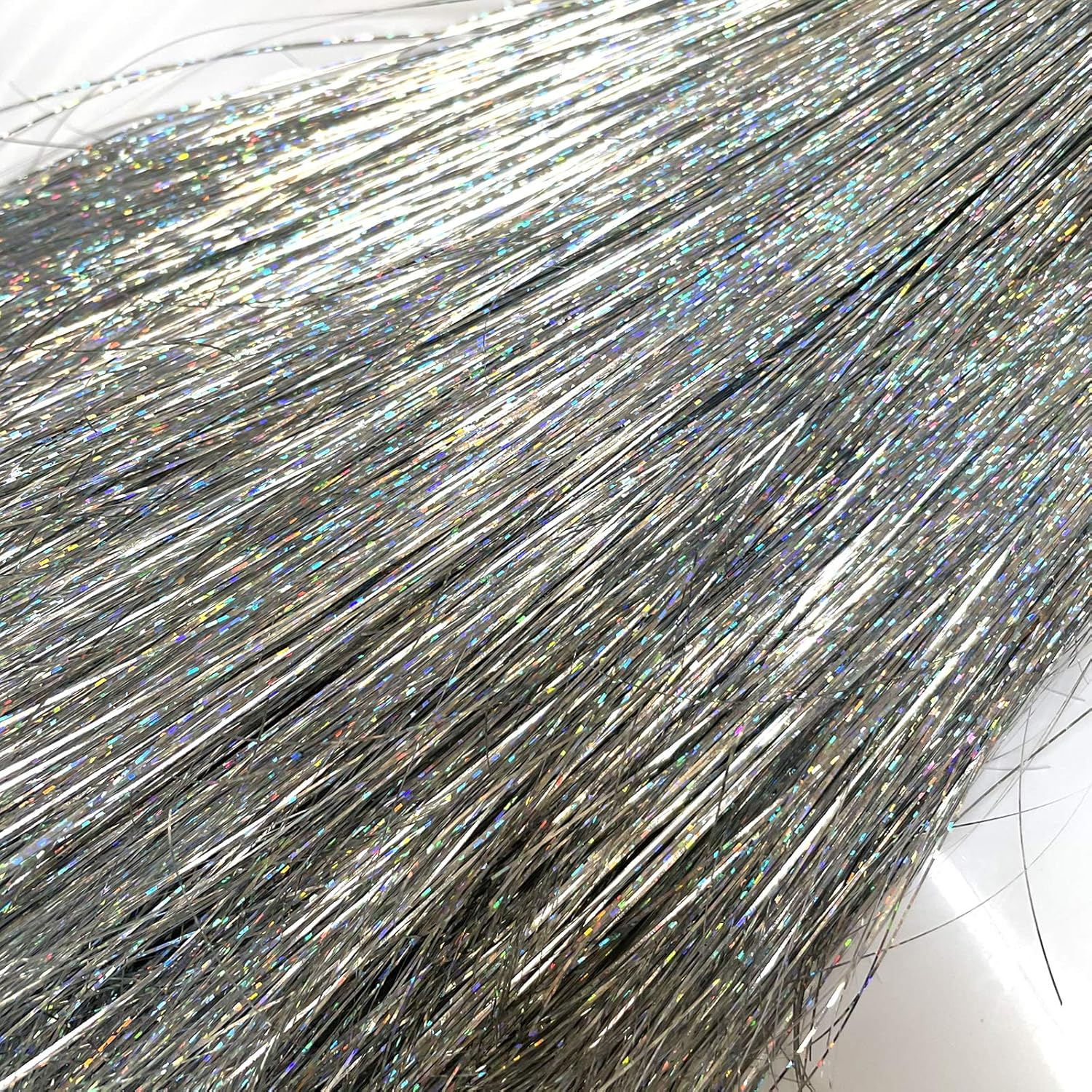 Icicle Tinsel Garland Iridescent Tinsel Strands Foil Fringe Icicles for Chrismtas Tree Holiday Decoration Party Supplies (12000, Silver) image number 3