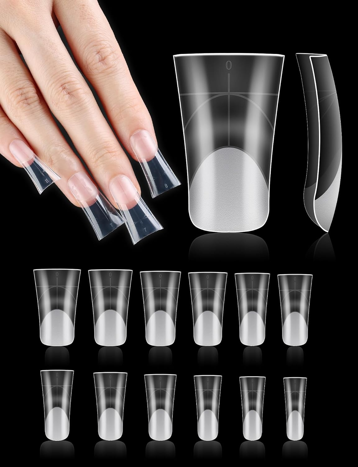 120PCS Full Cover Duck Tips | Half Matte Duck Nail, Clear Natural Fan Flare Crystal Duck Feet Styel for Wide French False Nail Extension, Full Cover Nails Professional - Y2K Designs(12 Size) image number 3